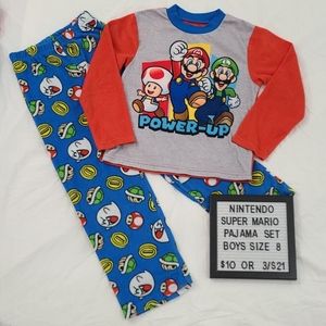 3/$21 SUPER MARIO PJs Soft Nintendo Kids sz 8 Warm